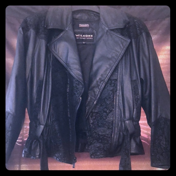 Wilsons Leather Jacket 🧥w/ Suede Paisley Print - Picture 2 of 7
